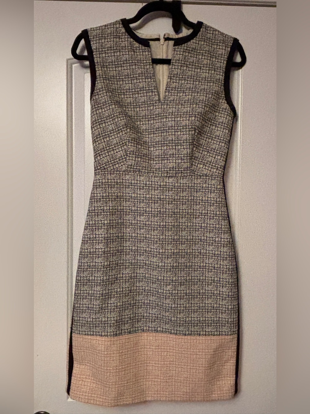 J. Crew Sleeveless Tweed Mini in Gray with Blush Hem size 0
